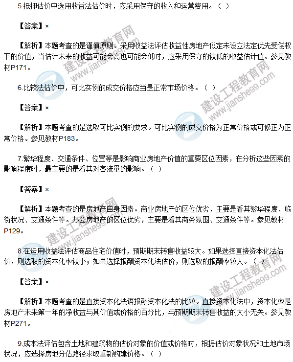 2017房估《理論與方法》試題判斷1-15