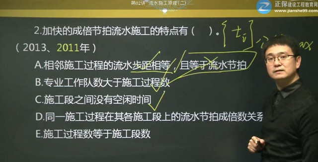 2017年監(jiān)理《進(jìn)度控制》試題點(diǎn)評：成倍節(jié)拍流水施工