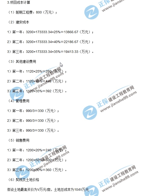 房地產(chǎn)開發(fā)經(jīng)營與管理試題計(jì)算第三題
