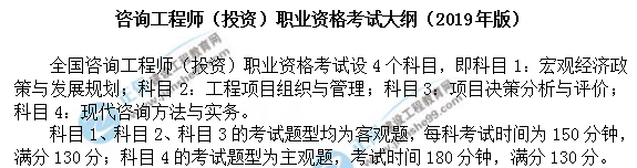 2019年咨詢工程師(投資)職業(yè)資格考試大綱