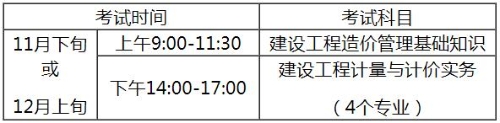 安徽省二級造價師考試時間 安徽省二級造價師考試時間
