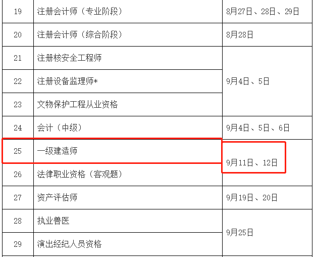 一級建造師考試時間 一級建造師考試時間