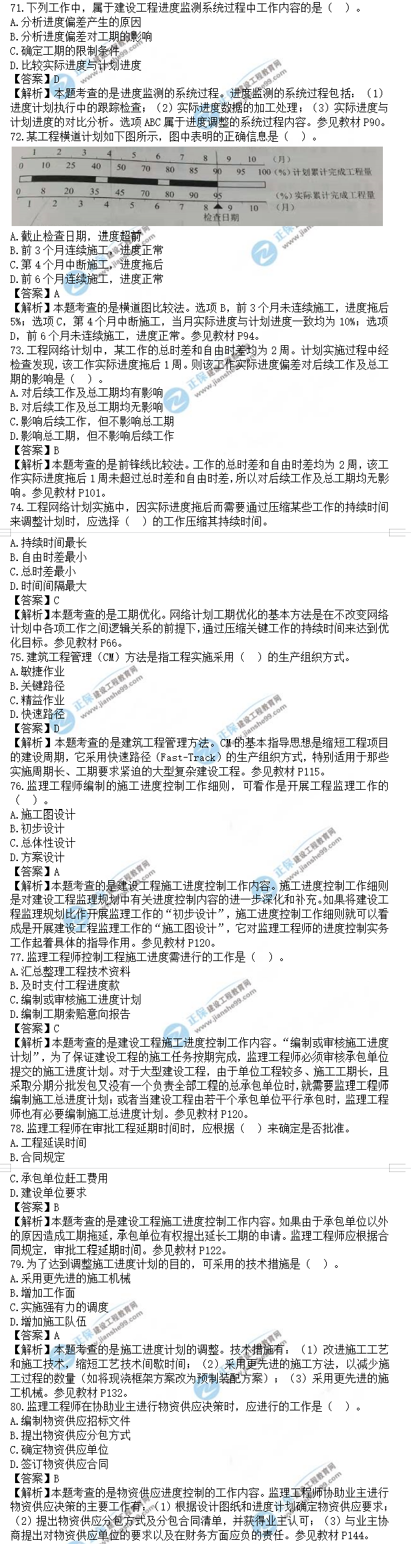 監(jiān)理工程師土建控制試題71-80 監(jiān)理工程師土建控制試題71-80