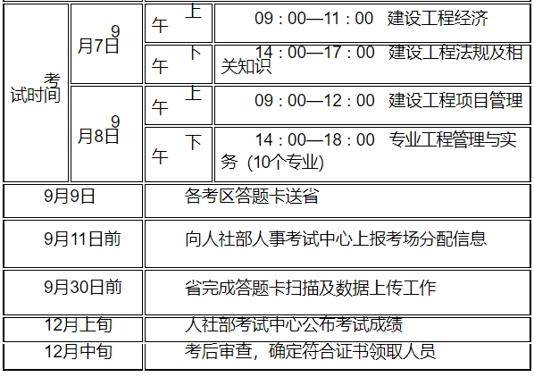 一級(jí)建造師考試時(shí)間江蘇