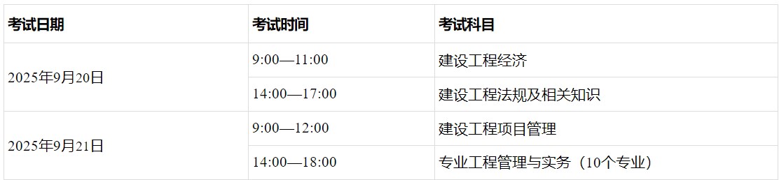考試時(shí)間、科目